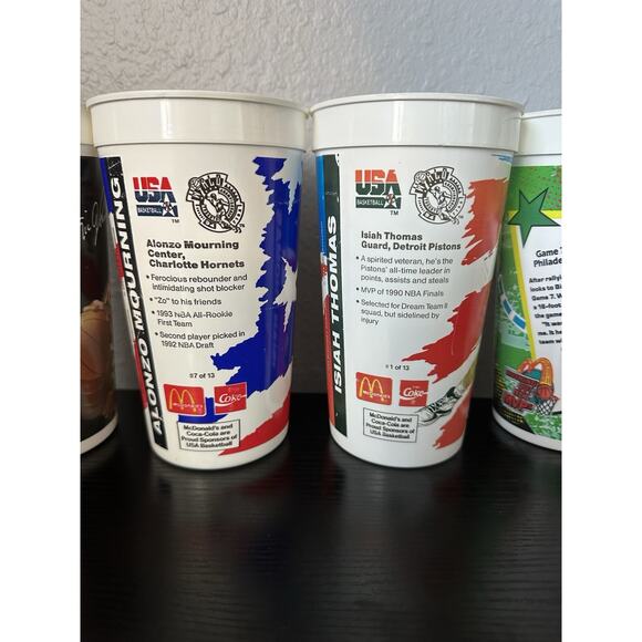 90’s Plastic Cups Basketball Larry Bird, Jordan, Thomas, Alonzo, Magic Lot of 5 - Picture 3 of 4